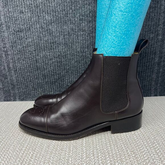 Gucci Zowie Chelsea Boots Brown Leather Pull On Brogue GG Logo 699527 Sz 43 US 9 main image 9
